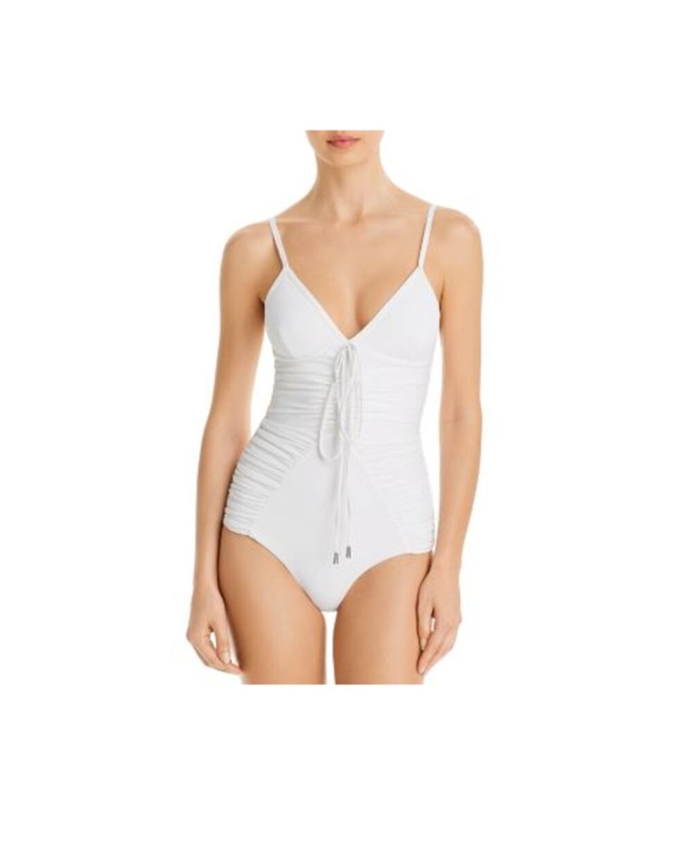 Nicholas Womens One Piece Swimsuit Fatima Ivory White Size L Ruched New